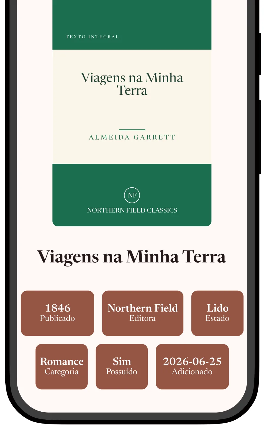 Vista de detalhe de um livro